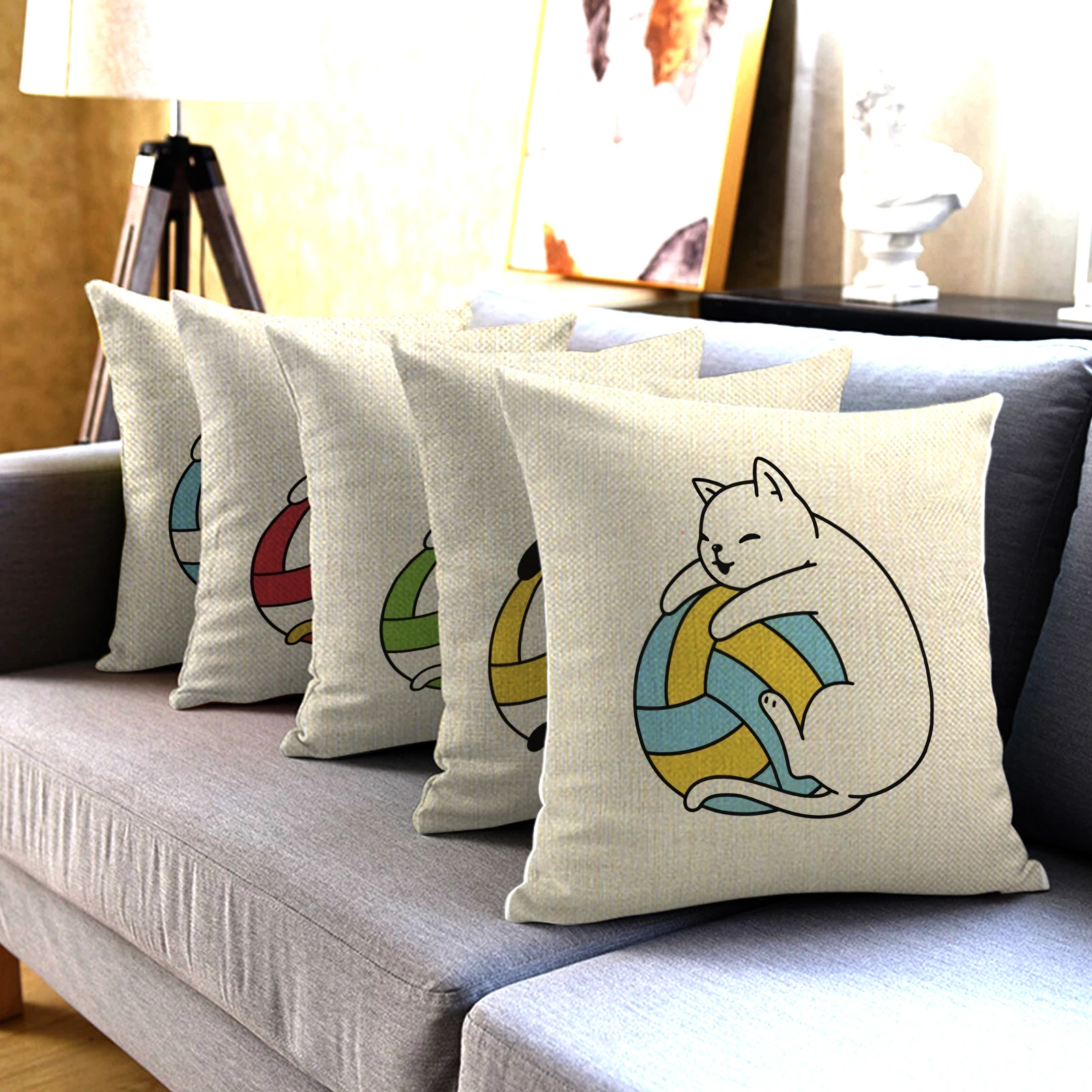 Cat Playing With Yarn Ball Printed Pillowcase Linen Square Cushion Cover Home Textile Decoration Warm
Cat Playing With Yarn Ball Printed Pillowcase Linen Square Cushion Cover Home Textile Decoration Warm