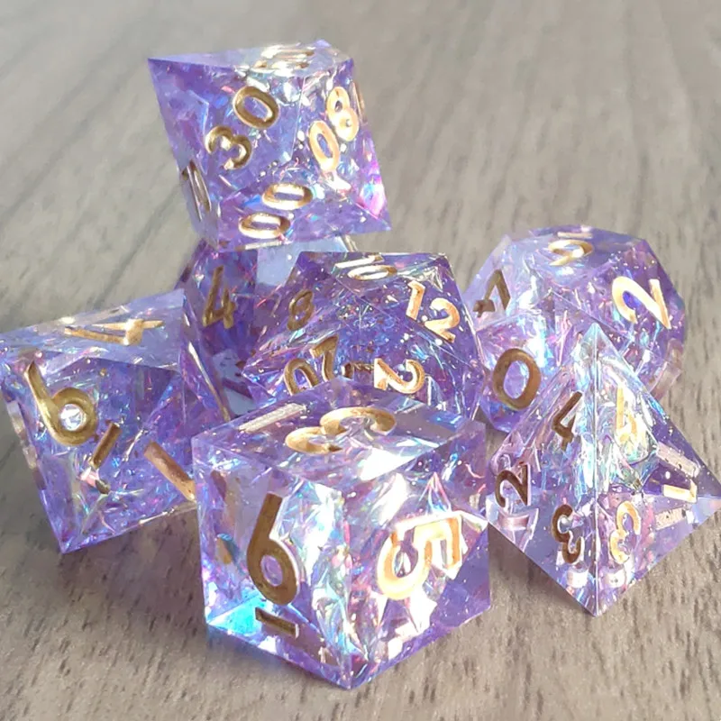 

Mini Planet DND Dice Set Polyhedral Resin Dice D&D Galaxy Purple Pointed Dice D6 D20 With Sharp Edges For RPG Tabletop Games