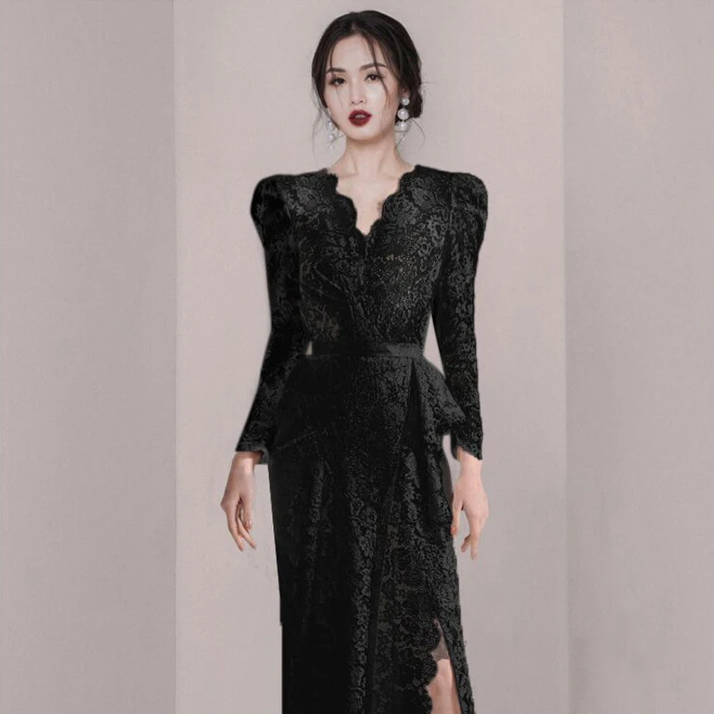 COIGARSAM Women Dress New Sexy Full Sleeve Lace V-Neck Black White Dresses Traf Robe Vestidos
COIGARSAM Women Dress New Sexy Full Sleeve Lace V-Neck Black White Dresses Traf Robe Vestidos