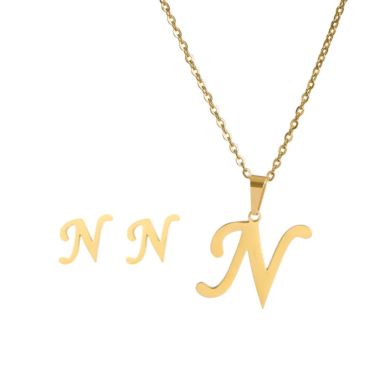 2Pcs/26 Letter Necklace Set Stainless Steel Gold Ladies Simple Elegant Necklace Exquisite Fashion Gift Jewelry
2Pcs/26 Letter Necklace Set Stainless Steel Gold Ladies Simple Elegant Necklace Exquisite Fashion Gift Jewelry