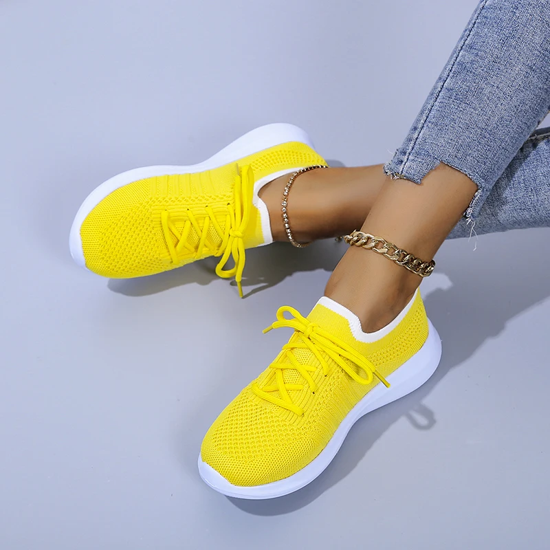 Mesh Knitted Women's Sports Shoes Lightweight Breathable Vulcanized Sports Shoes Flat Casual Shoes Lace-up Running Shoes 2021 
Mesh Knitted Women's Sports Shoes Lightweight Breathable Vulcanized Sports Shoes Flat Casual Shoes Lace-up Running Shoes 2021