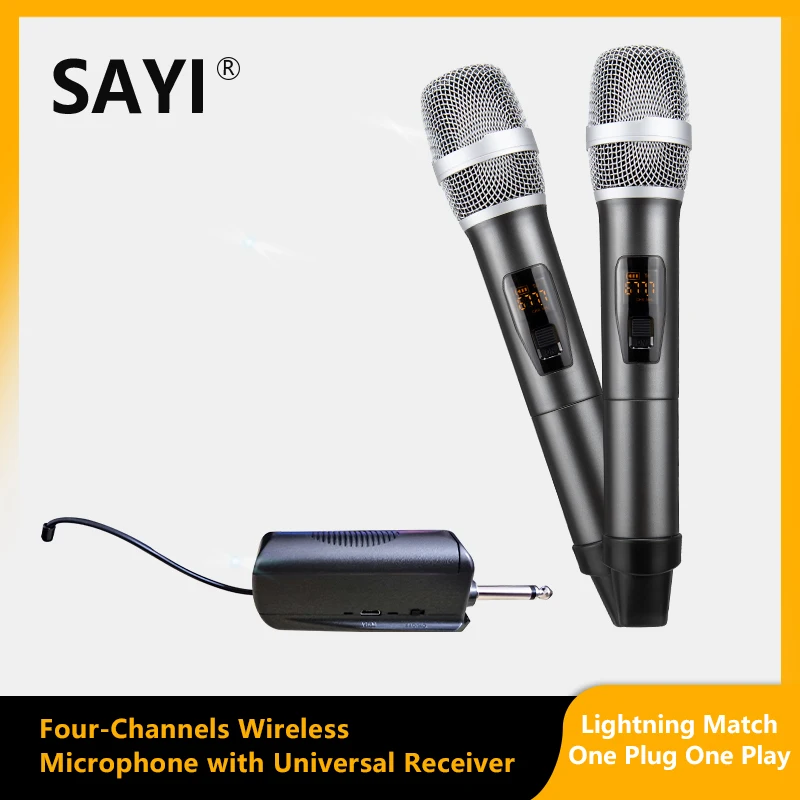 SAYI PRO M4 2 канальный беспроводной микрофон UHF профессиональный ручной для караоке