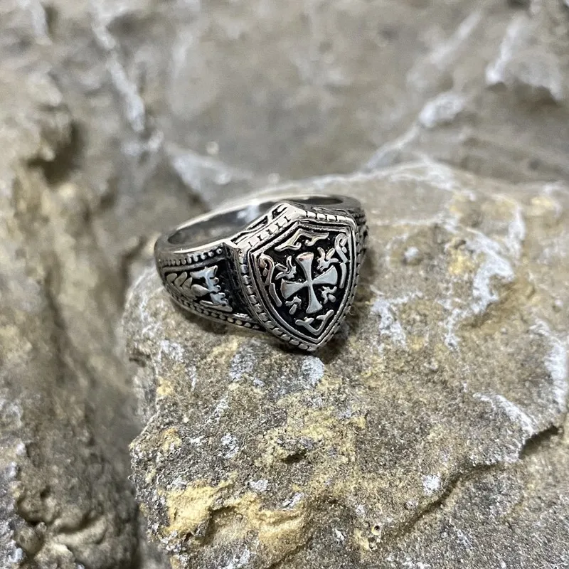 Cross Shield Stainless Steel Ring Soldier Geometric Vintage Punk Gifts Gothic Jewelry Fashion Ring For Mens Gold Color Wholesale
Cross Shield Stainless Steel Ring Soldier Geometric Vintage Punk Gifts Gothic Jewelry Fashion Ring For Mens Gold Color Wholesale