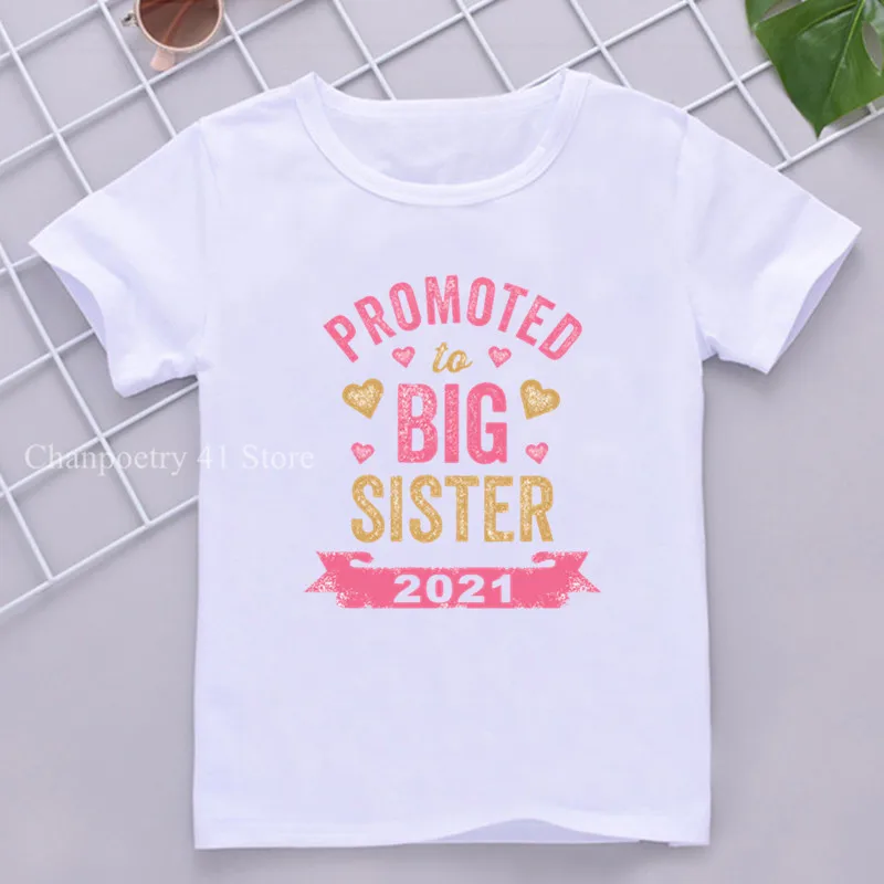Одежда для маленьких девочек футболки с короткими рукавами принтом BIG SISTER новые