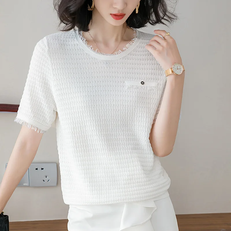 2020 New Women T-shirts Summer Female Short Sleeve Solid Clothing Elastic Basic O-neck T-shirts for Ladies Casual Girls Tops
2020 New Women T-shirts Summer Female Short Sleeve Solid Clothing Elastic Basic O-neck T-shirts for Ladies Casual Girls Tops
