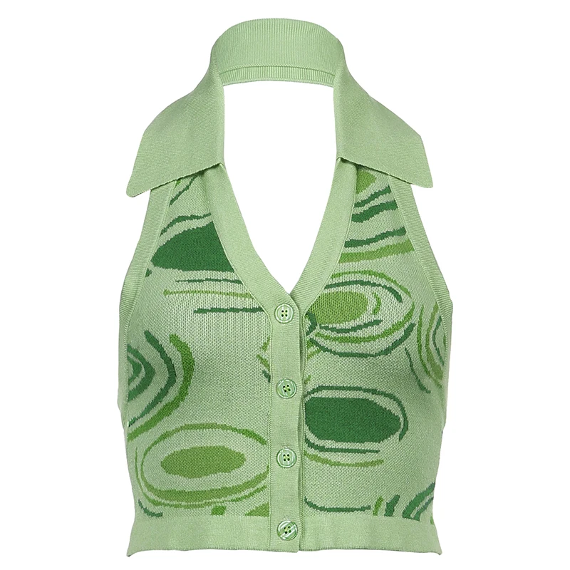 HEYounGIRL Y2K Printed Sexy Backless Knit Halter Crop Top Women Summer Casual Sleeveless Tank Top Tees Fashion Green V Neck Vest
HEYounGIRL Y2K Printed Sexy Backless Knit Halter Crop Top Women Summer Casual Sleeveless Tank Top Tees Fashion Green V Neck Vest