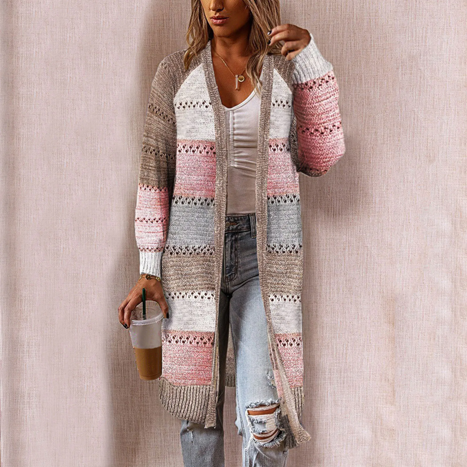 Women Cardigan Comfy Stylish Stitching Long Sleeve Striped Patchwork Sweater Female Casual Long Cardigan Autumn Winter Tops
Women Cardigan Comfy Stylish Stitching Long Sleeve Striped Patchwork Sweater Female Casual Long Cardigan Autumn Winter Tops