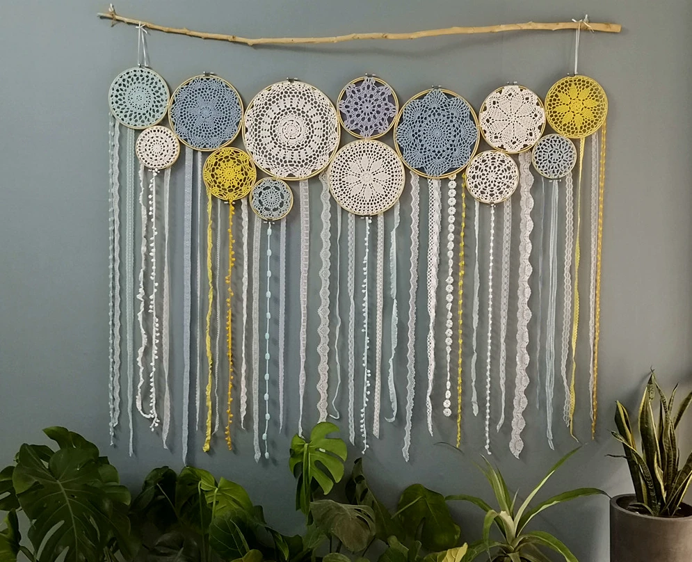 DIY tapestry wall hanging Lace Dreamcatcher macrame Wedding Background Decoration boho wall hanging
DIY tapestry wall hanging Lace Dreamcatcher macrame Wedding Background Decoration boho wall hanging