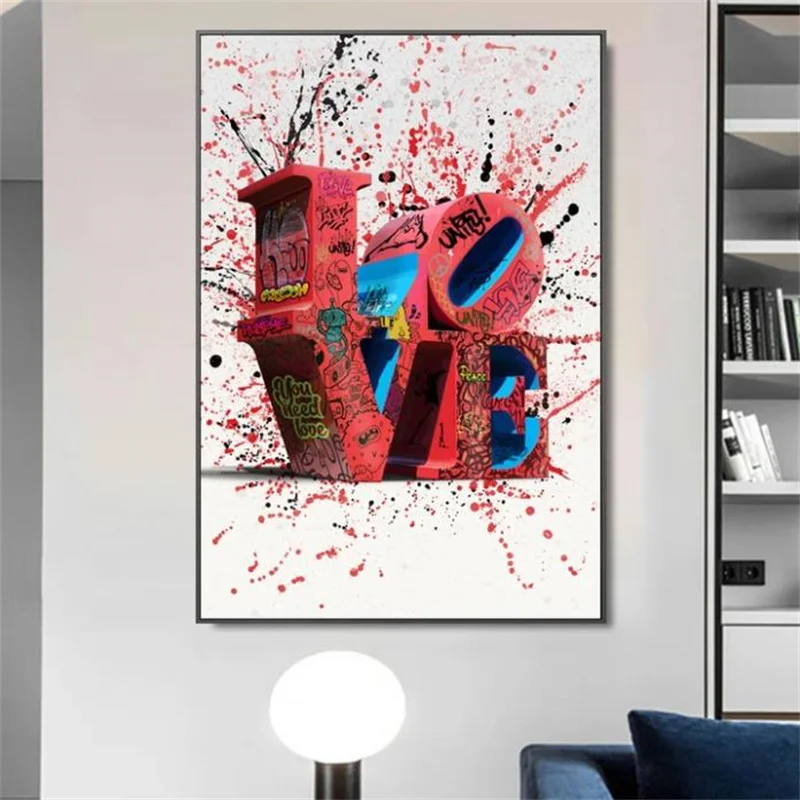 

Pop Street Art Canvas Painting Romantic All You Need Is Love Poster And Prints For Living Room Bedroom Modern Home Decor Cuadros