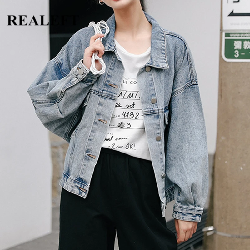 REALEFT 2020 New Autumn Winter Women's Denim Jacket High Street Fashionable Korean Style Short Jeans Outerwear Pockets Female 
REALEFT 2020 New Autumn Winter Women's Denim Jacket High Street Fashionable Korean Style Short Jeans Outerwear Pockets Female