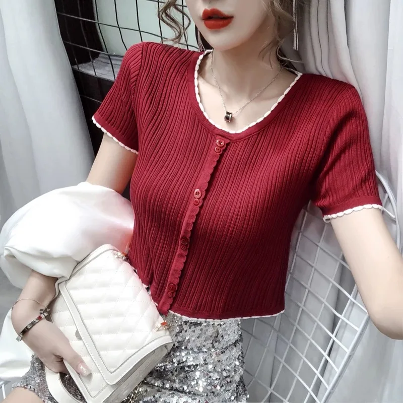 T Shirt Women burgundy Ladies Top Tee Shirt Summer Clothing
T Shirt Women burgundy Ladies Top Tee Shirt Summer Clothing