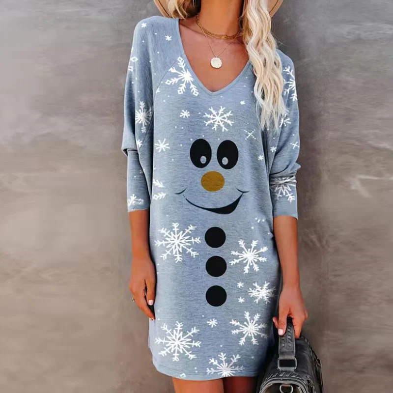 Autumn Fashion Smiley Christmas elk Print Lady A-Line Dress Spring Elegant V Neck Long Sleeve Dress New Women Casual Beach Dress
Autumn Fashion Smiley Christmas elk Print Lady A-Line Dress Spring Elegant V Neck Long Sleeve Dress New Women Casual Beach Dress