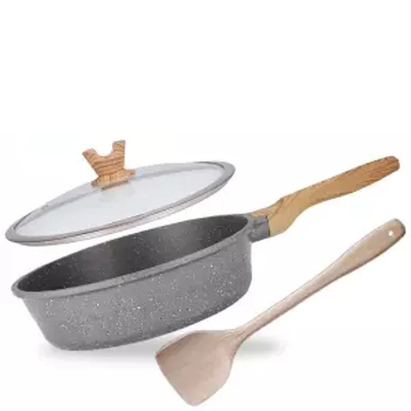 Wok антипригарная сковорода без дыма с плоским дном кастрюля для приготовления