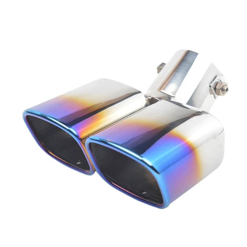 63mm Blue Burnt Exhaust Tips Muffler Tip Stainless Steel Car Exhaust Tail Pipe Double Outlet Square Mouth End Pipe
63mm Blue Burnt Exhaust Tips Muffler Tip Stainless Steel Car Exhaust Tail Pipe Double Outlet Square Mouth End Pipe