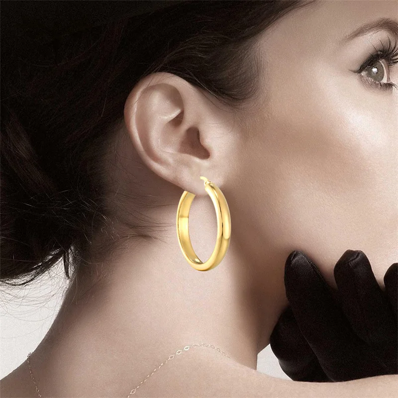 Golden Wide Round Hoop-Earrings For Women 2021 Stainless Steel Ear Accessories Exaggerated Rock Geometric Earring Party Jewelry
Golden Wide Round Hoop-Earrings For Women 2021 Stainless Steel Ear Accessories Exaggerated Rock Geometric Earring Party Jewelry