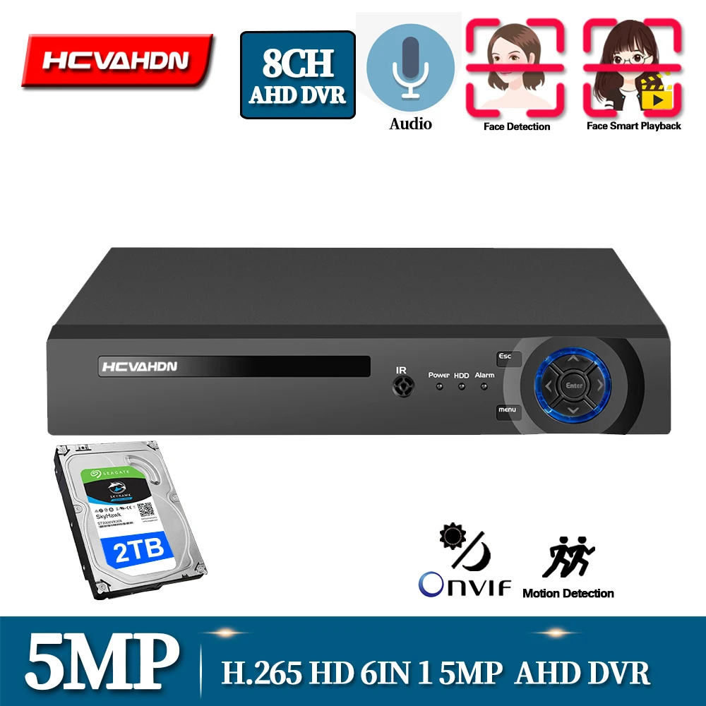 8CH 5MP N AHD CCTV камера DVR H.264 Hybrid 5 мегапиксельная NVR Цифровая видеокамера для 2MP 4MP