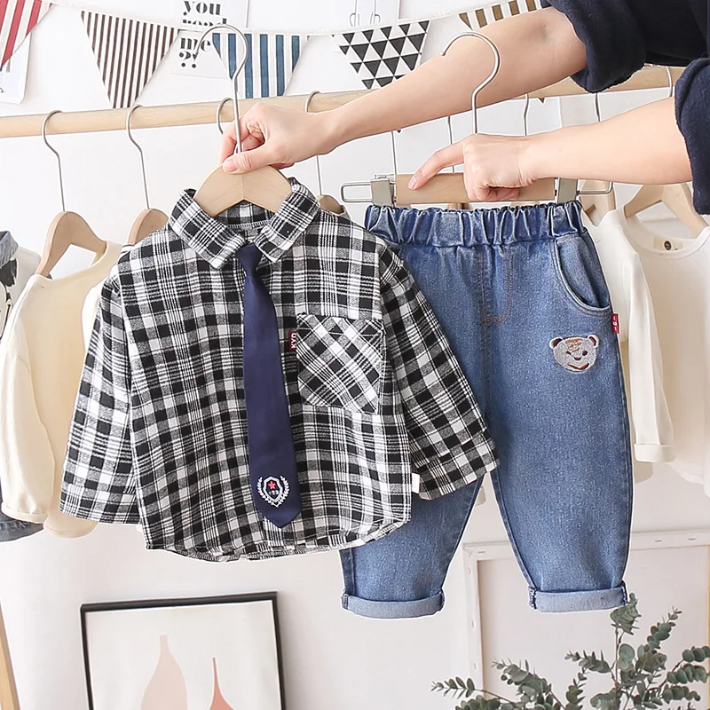 Baby Boys Clothes Set Children Autumn Suit Plaid Long-sleeve Shirt+Removable Tie+Pants 3 PCS Toddler Sport Suit 1 2 3 4 5 Years
Baby Boys Clothes Set Children Autumn Suit Plaid Long-sleeve Shirt+Removable Tie+Pants 3 PCS Toddler Sport Suit 1 2 3 4 5 Years