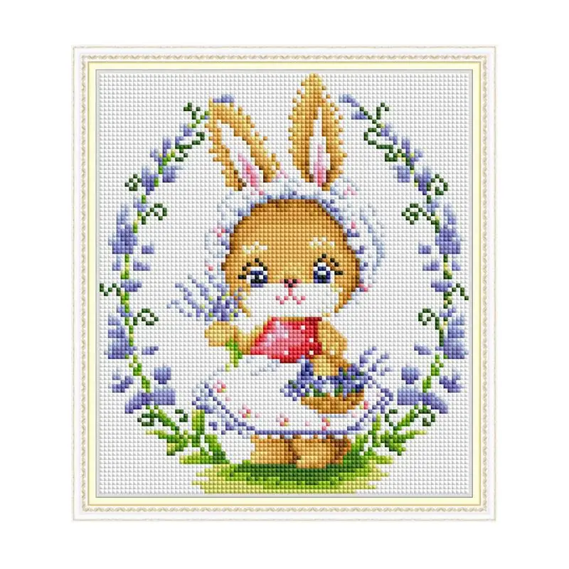

Алмазная вышивка 5D «сделай сам», картина с полными квадратными и круглыми стразами, мультяшный кролик и цветок, вышивка крестиком, домашний декор, подарок для детей
