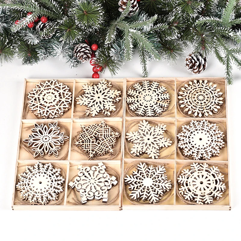 24PCS Snowflake Christmas Wooden Pendants DIY Christmas Tree Ornaments New Year Xmas Party Home Decoration
24PCS Snowflake Christmas Wooden Pendants DIY Christmas Tree Ornaments New Year Xmas Party Home Decoration