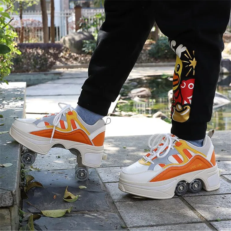Hot Shoes Men Women Casual Skates Deform Wheel Skates for Adult Couple Shoes Childred Runaway Skates Four-wheeled Walk Sneakers
Hot Shoes Men Women Casual Skates Deform Wheel Skates for Adult Couple Shoes Childred Runaway Skates Four-wheeled Walk Sneakers