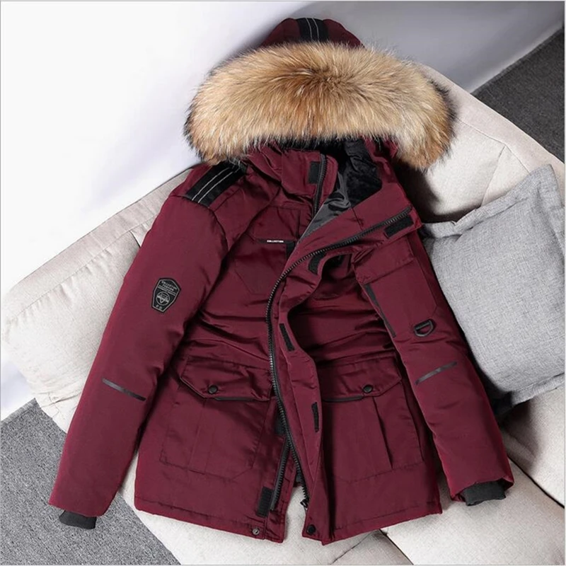 -30 Degree Winter Warm Down Jacket Fashion Men's White Duck Down Parkas Coats Women's Big Fur Collar Thick Outwear Snow Overcoat
-30 Degree Winter Warm Down Jacket Fashion Men's White Duck Down Parkas Coats Women's Big Fur Collar Thick Outwear Snow Overcoat