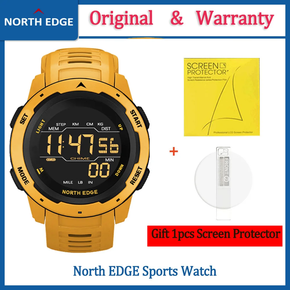 Подарок оригинал мужские цифровые часы NORTH EDGE двойной Шагомер водонепроницаемые