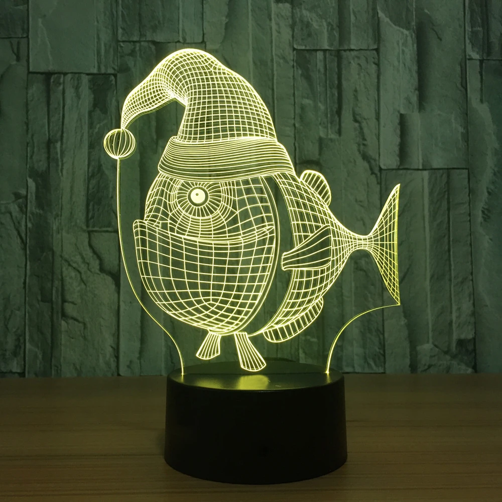 Fish Hat 3D LED RGB Night Light 7 Color Change Desk Light Action Figures 2827 Kids Home Christmas Toys
Fish Hat 3D LED RGB Night Light 7 Color Change Desk Light Action Figures 2827 Kids Home Christmas Toys