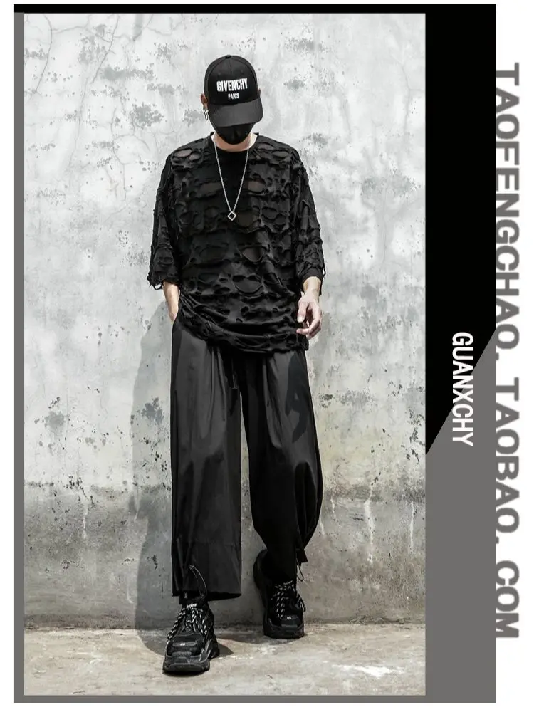 Men's Casual Pants Spring/Summer New Dark Loose Wide Leg Pants Legs Can Be Laced Two Wear Design Straight Leg Pants 
Men's Casual Pants Spring/Summer New Dark Loose Wide Leg Pants Legs Can Be Laced Two Wear Design Straight Leg Pants