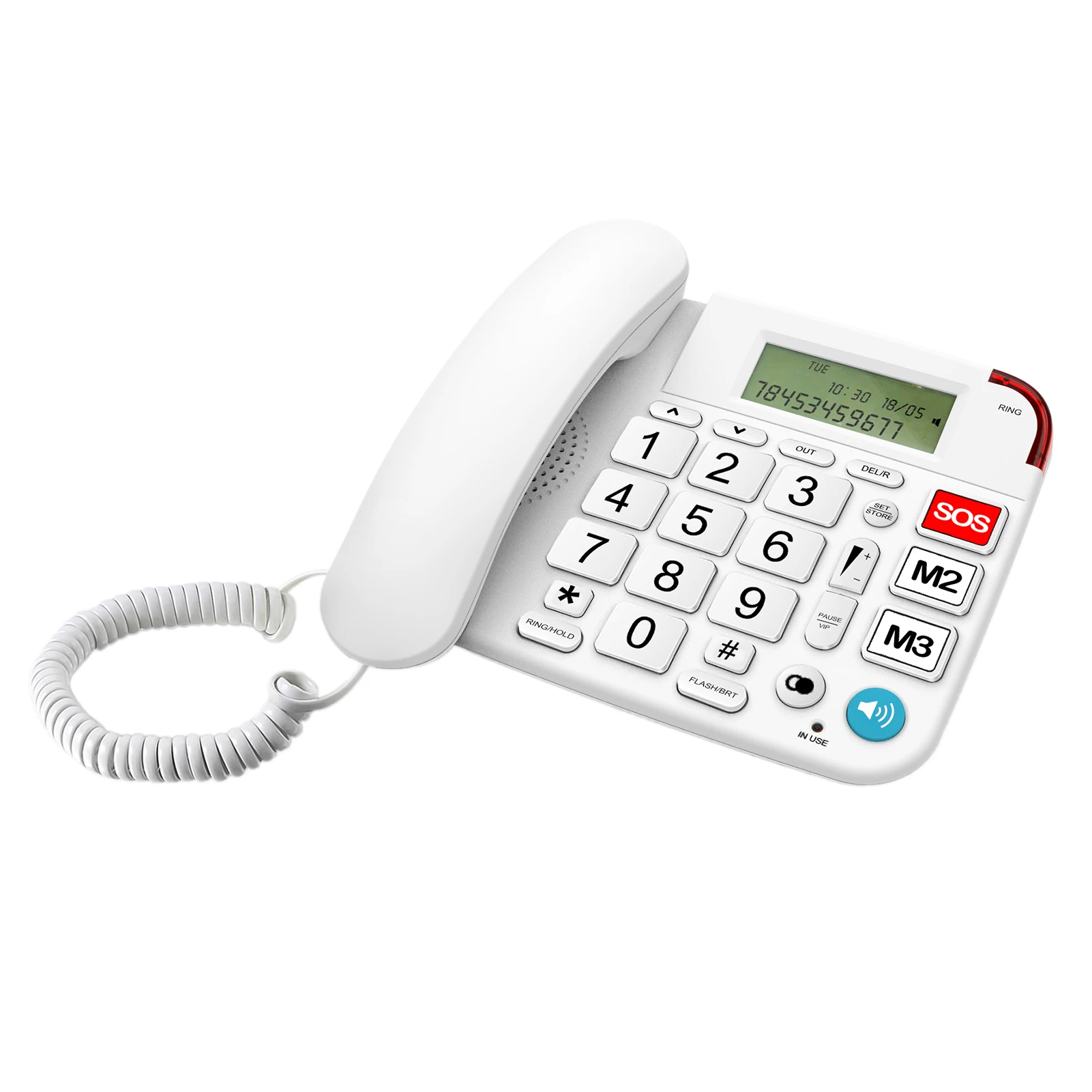 Настольный проводной стационарный телефон с большой кнопкой для пожилых людей