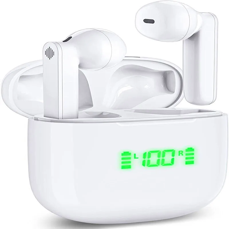 Wireless Earbuds, Bluetooth Headphones Supports Wireless Charging & Type-C Fast Charge Wireless Earphones with LED Power
Wireless Earbuds, Bluetooth Headphones Supports Wireless Charging & Type-C Fast Charge Wireless Earphones with LED Power