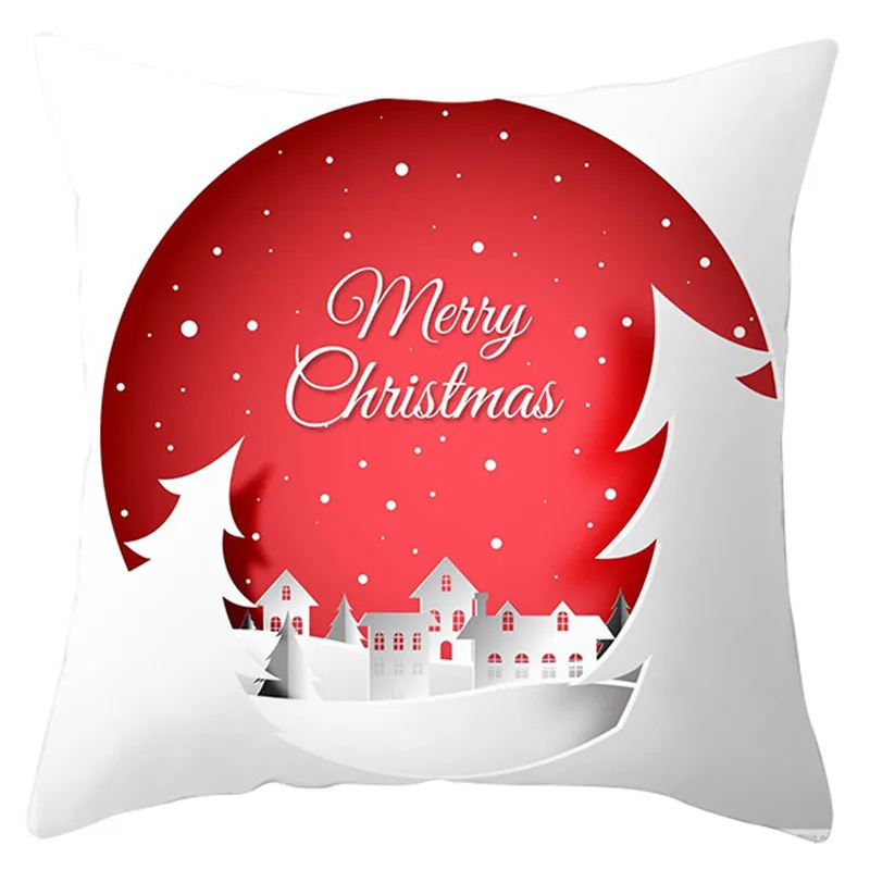 Новый красный Рождественский чехол для подушек с принтом снежинок и деревьев