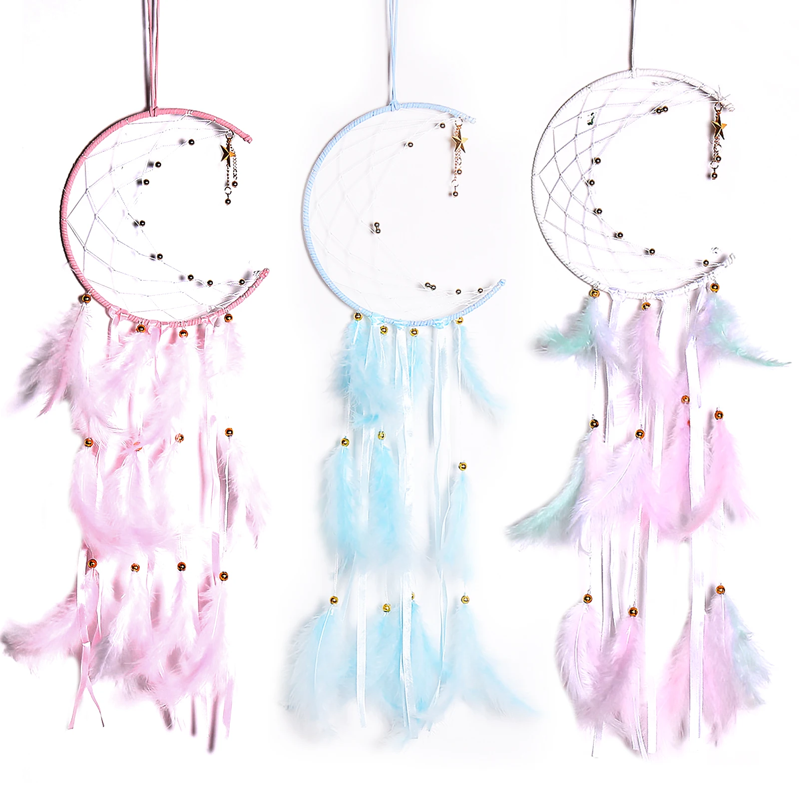 Moon Dream Catcher with Feather & LED Light Dream Catchers Wall Hanging Decorations Ornaments Crafts Good Luck Charm for Home
Moon Dream Catcher with Feather & LED Light Dream Catchers Wall Hanging Decorations Ornaments Crafts Good Luck Charm for Home