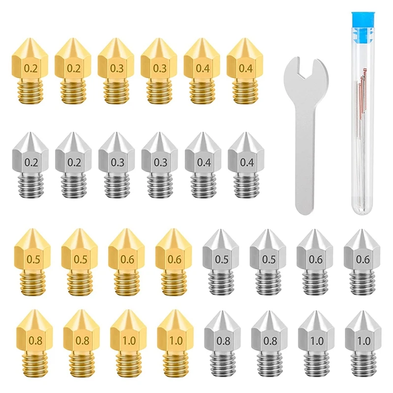3D Printer Accessories Stainless Steel And MK8 Brass Nozzles And Cleaning Kits For CR-10, Ender 3/5 Series 3D Printers
3D Printer Accessories Stainless Steel And MK8 Brass Nozzles And Cleaning Kits For CR-10, Ender 3/5 Series 3D Printers