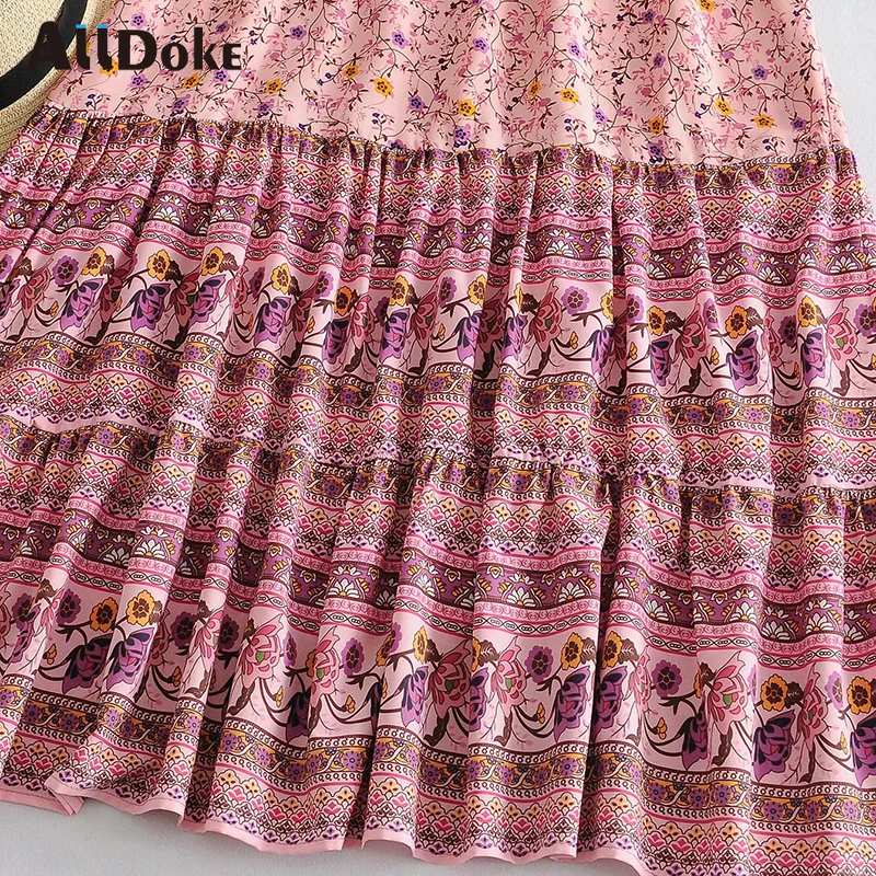 ALLDOKE vintage floral print maxi long dress women summer beach high waist V neck lace up casual ladies dresses vestidos
ALLDOKE vintage floral print maxi long dress women summer beach high waist V neck lace up casual ladies dresses vestidos