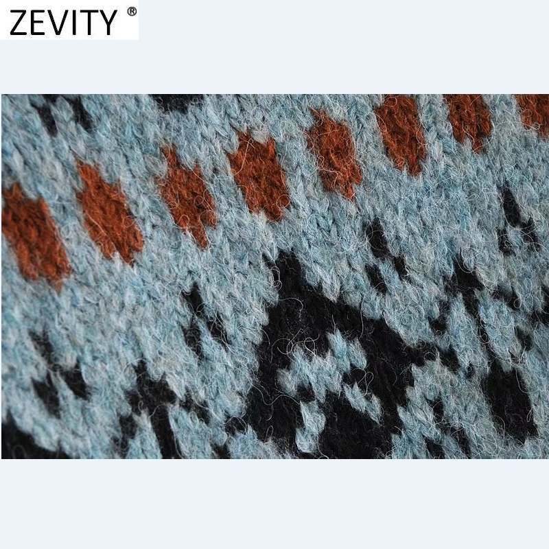 Zevity Women Vintage Turtleneck Color Matching Print Casual Loose Knitting Sweater Female Long Sleeve Chic Pullovers Tops S550 
Zevity Women Vintage Turtleneck Color Matching Print Casual Loose Knitting Sweater Female Long Sleeve Chic Pullovers Tops S550