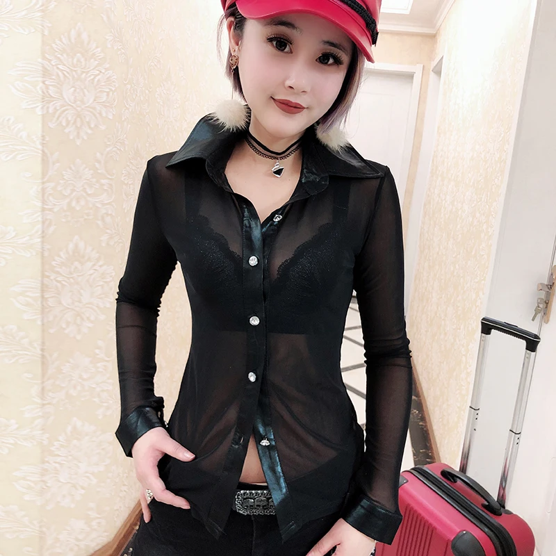 Sexy Mesh Transparent Blouse 2021 New Spring Summer PU Cardigan Button Long Sleeve Shirt Clothes Tops Chemise Femme T94126L
Sexy Mesh Transparent Blouse 2021 New Spring Summer PU Cardigan Button Long Sleeve Shirt Clothes Tops Chemise Femme T94126L