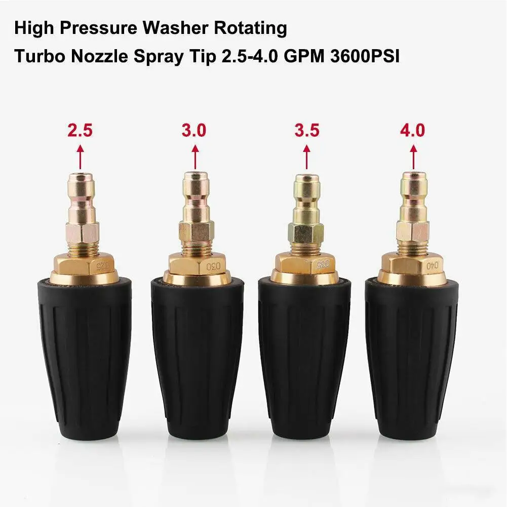 Universal Pressure Washer Turbo Nozzle For High Pressure Outlet Fitting Rotary 3.0 Orifice 1/4 Inch Quick-Connect Plug Spray 
Universal Pressure Washer Turbo Nozzle For High Pressure Outlet Fitting Rotary 3.0 Orifice 1/4 Inch Quick-Connect Plug Spray