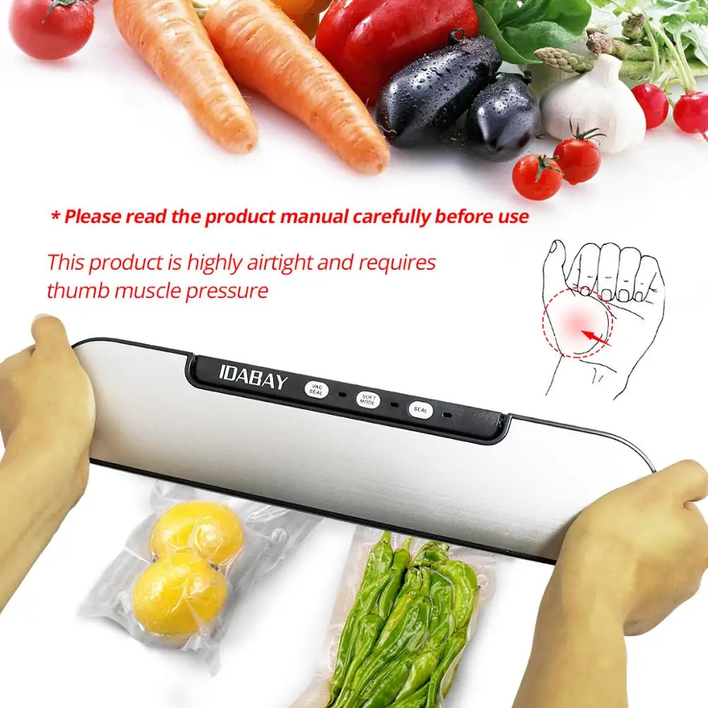 Household Food Vacuum Sealer Packaging Machine Film Sealer Vacuum Packer Including 5pcs Bags Electric Vacuum Food Sealer
Household Food Vacuum Sealer Packaging Machine Film Sealer Vacuum Packer Including 5pcs Bags Electric Vacuum Food Sealer