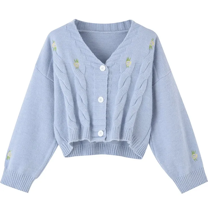Fashion Knitted Cardigan Top Women Sweater Embroidery Spring Autumn Long Sleeve V Neck Cardigans Preppy Style Sweaters Coat
Fashion Knitted Cardigan Top Women Sweater Embroidery Spring Autumn Long Sleeve V Neck Cardigans Preppy Style Sweaters Coat
