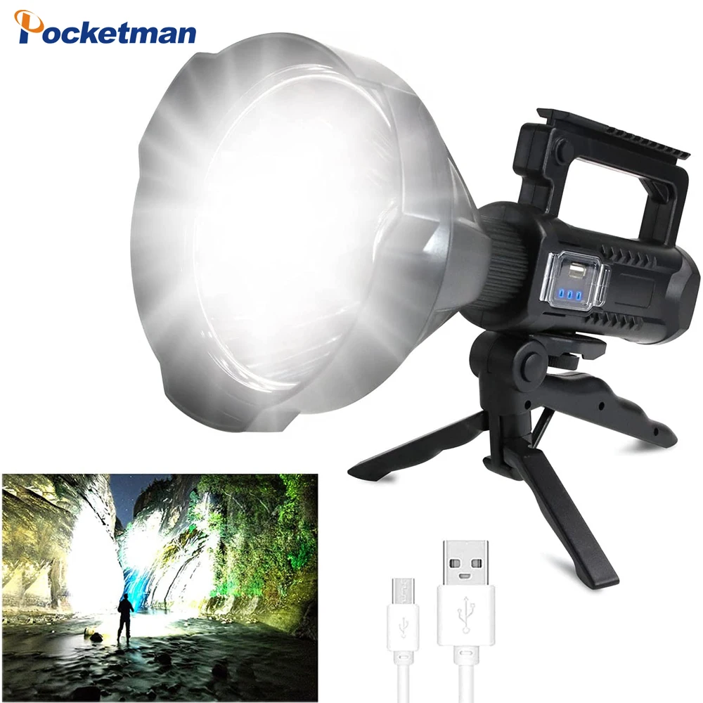 Rechargeable LED Spotlight Flashlights 80000 Lumen Super Bright Flashlight 4 Modes IPX5 Waterproof Large Searchlight for Fishing
Rechargeable LED Spotlight Flashlights 80000 Lumen Super Bright Flashlight 4 Modes IPX5 Waterproof Large Searchlight for Fishing