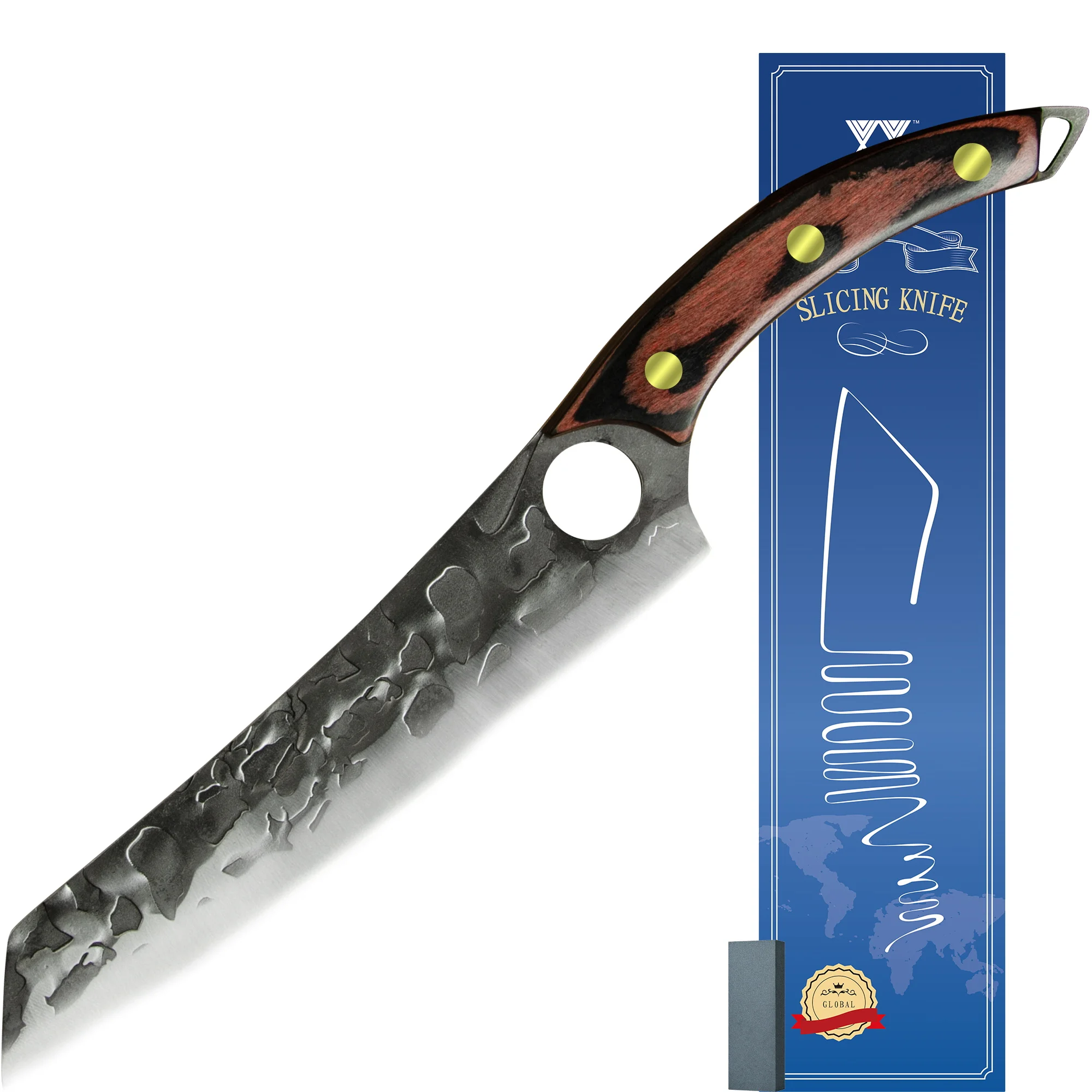 XYJ Full Tang Gyuto Sushi Chefs Knife 8.5 Inch Meat Vegetable Cleaver Stainless Steel Nonstick Blade Finger Hole Design
XYJ Full Tang Gyuto Sushi Chefs Knife 8.5 Inch Meat Vegetable Cleaver Stainless Steel Nonstick Blade Finger Hole Design