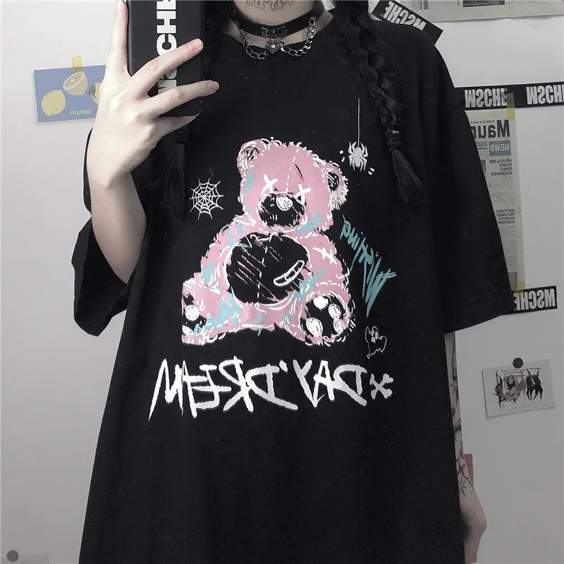 Printed Casual Harajuku Gothic Women's T-shirt Bear Kawaii Unisex Short Sleeve Anime T-shirt Hip Hop Summer Streetwear Tops
Printed Casual Harajuku Gothic Women's T-shirt Bear Kawaii Unisex Short Sleeve Anime T-shirt Hip Hop Summer Streetwear Tops