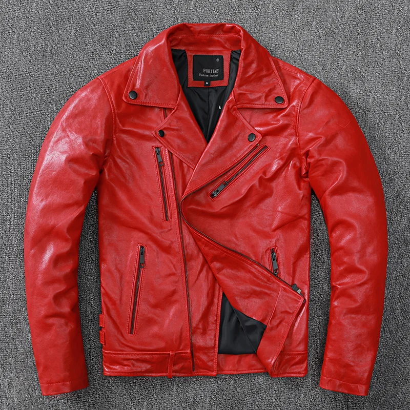 2022 Brand Motorcycle Sheepskin Jacket Large Size Vintage Genuine Leather Red Jacket Traveling Spring and Autumn Coat 
2022 Brand Motorcycle Sheepskin Jacket Large Size Vintage Genuine Leather Red Jacket Traveling Spring and Autumn Coat