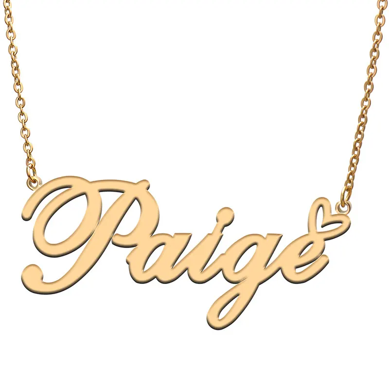 Love Heart Paige Name Necklace for Women Stainless Steel Gold & Silver Nameplate Pendant Femme Mother Child Girls Gift
Love Heart Paige Name Necklace for Women Stainless Steel Gold & Silver Nameplate Pendant Femme Mother Child Girls Gift