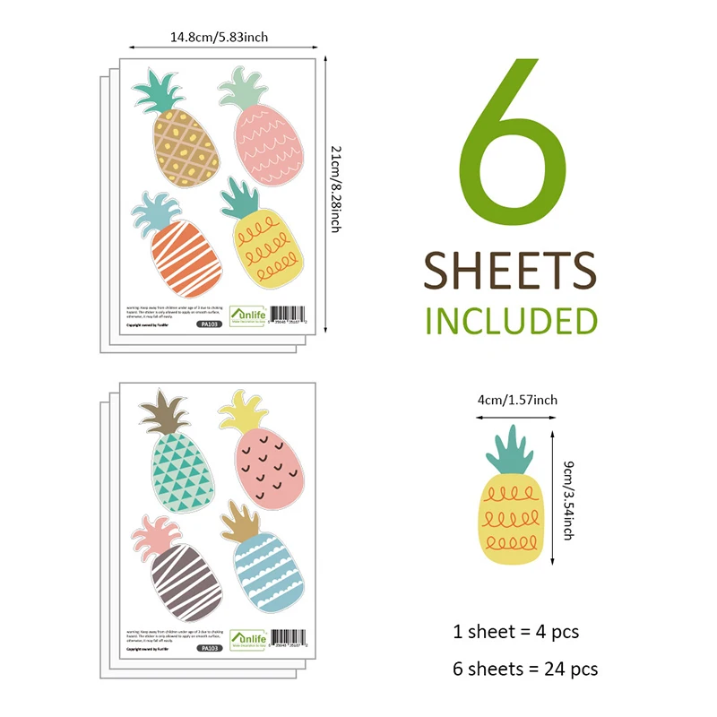 24PCS Colorful Pineapple Wall Stickers Water-Proof PVC Self-Adhesive Stickers Cute Kids Baby Room Wall Pineapple Decor Stickers
24PCS Colorful Pineapple Wall Stickers Water-Proof PVC Self-Adhesive Stickers Cute Kids Baby Room Wall Pineapple Decor Stickers