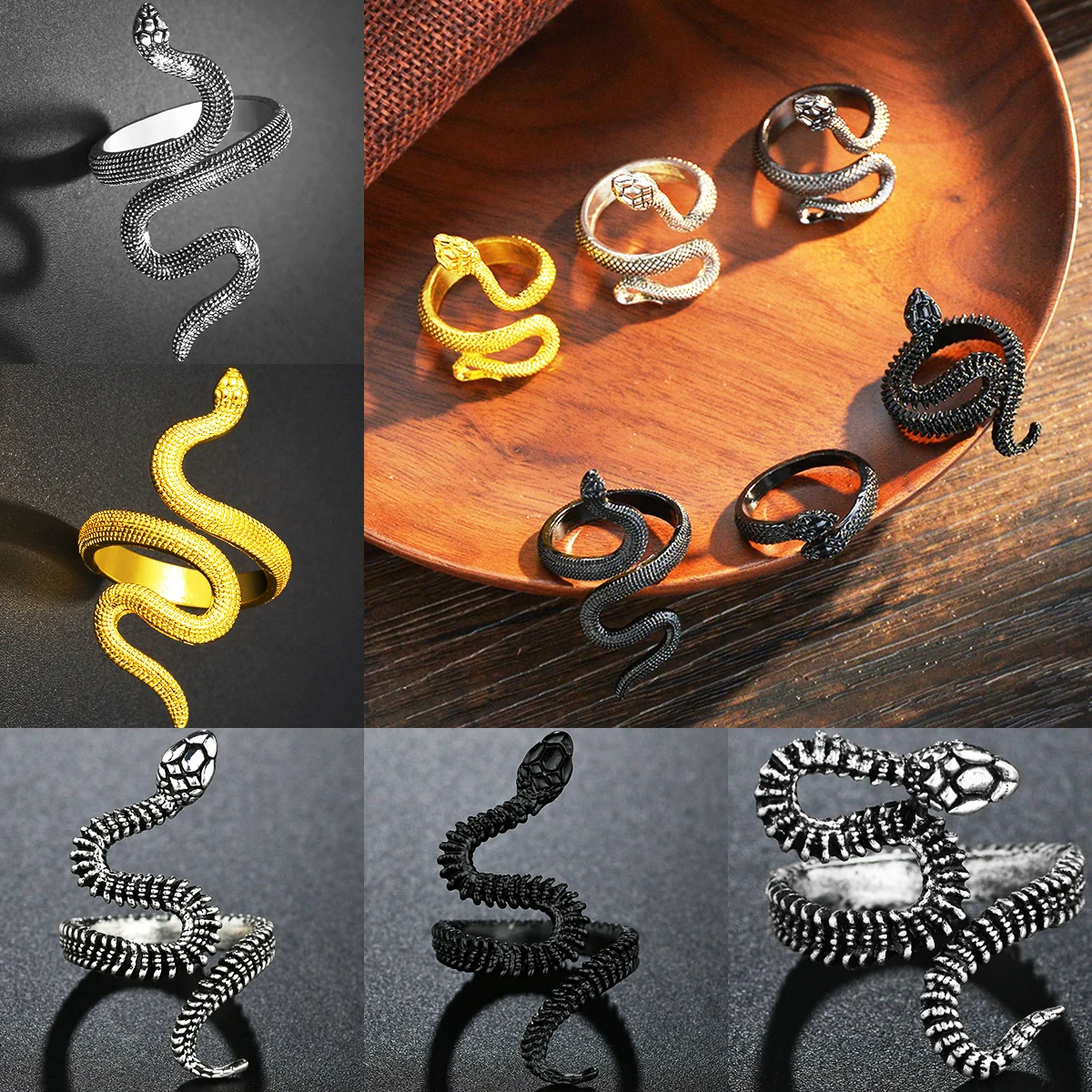 3 Colors Opening Adjustable Finger Ring Vintage Punk Exaggerated Snake Rings For Men Women Jewelry Gift Dropshipping Wholesale
3 Colors Opening Adjustable Finger Ring Vintage Punk Exaggerated Snake Rings For Men Women Jewelry Gift Dropshipping Wholesale
