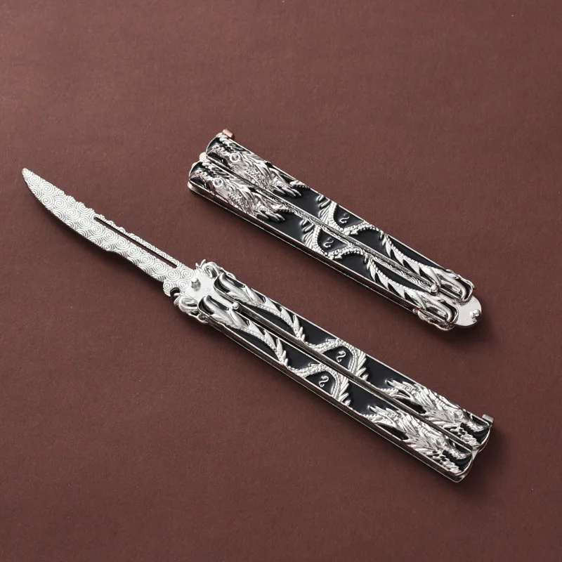 14CM Zinc Alloy Butterfly Knife Folding Practice Knife Outdoor Novice Training Tools Counter Strike Game Knife Gift No Edge 
14CM Zinc Alloy Butterfly Knife Folding Practice Knife Outdoor Novice Training Tools Counter Strike Game Knife Gift No Edge