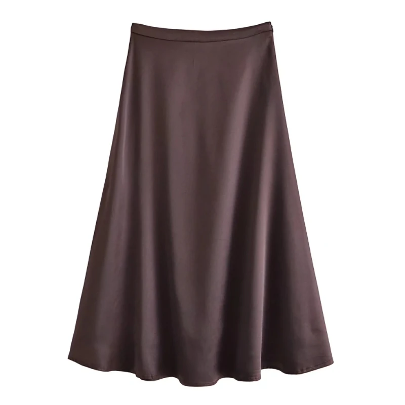 Hot Sale Women Coffee Color Satin Midi A-Line Skirt Casual Female High Waist Loose Clothes P2390
Hot Sale Women Coffee Color Satin Midi A-Line Skirt Casual Female High Waist Loose Clothes P2390