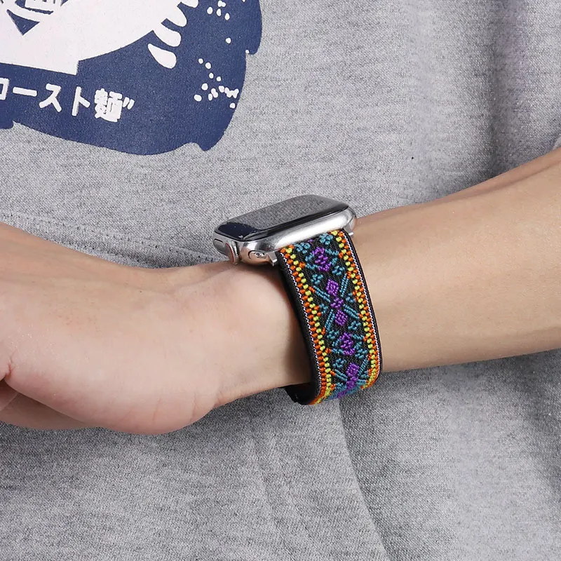 Bohemia Elastic Nylon Loop Band for Apple Watch 6 38mm 40mm 42mm 44mm Watch Adjustable Elastic Strap for Iwatch Series 6 5 4 3
Bohemia Elastic Nylon Loop Band for Apple Watch 6 38mm 40mm 42mm 44mm Watch Adjustable Elastic Strap for Iwatch Series 6 5 4 3
