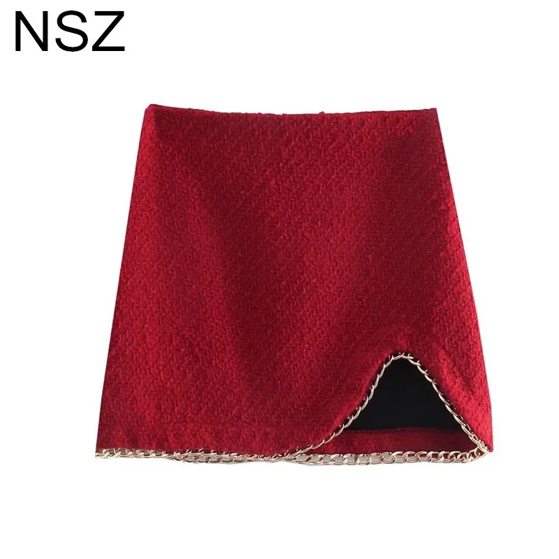 NSZ Women Chain Cut Out Tweed Pencil Skirt Bodycon High Waist Elegant Chic Ladies Fashion Mini Short Skirt
NSZ Women Chain Cut Out Tweed Pencil Skirt Bodycon High Waist Elegant Chic Ladies Fashion Mini Short Skirt